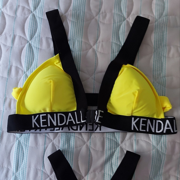 High Waist Yellow KENDALL KYLIE Letter Swimsuit Bikinis Set Bandage size small - Picture 3 of 7